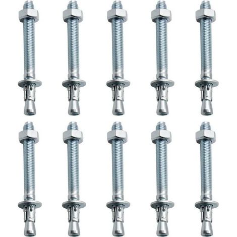 Chevilles D'ancrage, 10 Pièces M10/ 10mm Chevilles pour Charges Lourdes Galvanisées, Chevilles Métalliques Galvanisées, pour Balustrades, Murs-rideaux, Poutres, Billettes, Supports (1/4)