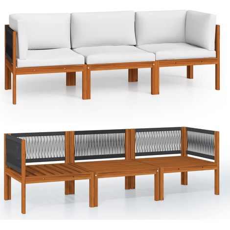 Maison Exclusive - 3-Sitzer-Gartensofa mit Kissen Holz Akazie & S
