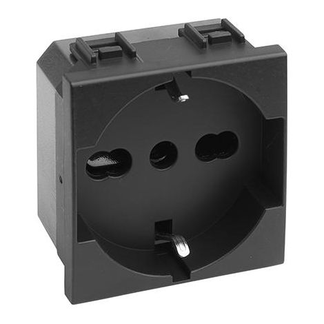 PRESA SCHUKO BIPASSO 2P+T10/16A "DELIGHT" NERA MAURER - CF. BUSTA.