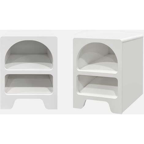 Set 2 comodini effetto legno bianco, 2 nicchie (1/5)