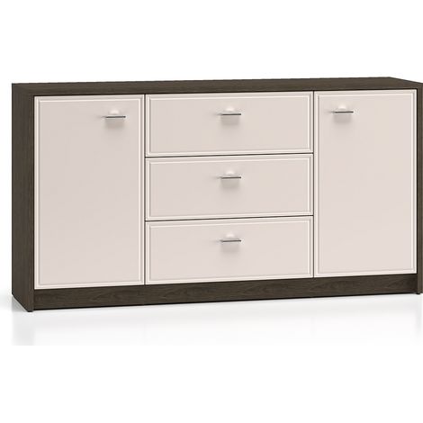Buffet Kaius mit 3 Schubladen und 2 Türen, Kaschmir und Dunkles Holzoptik, 160cm