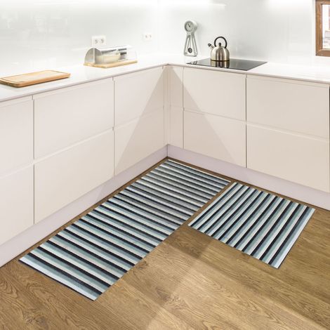 Set di 2 tappeti da cucina antiscivolo in vero bamboo naturale passatoia cucina,ingresso,camera Grigio