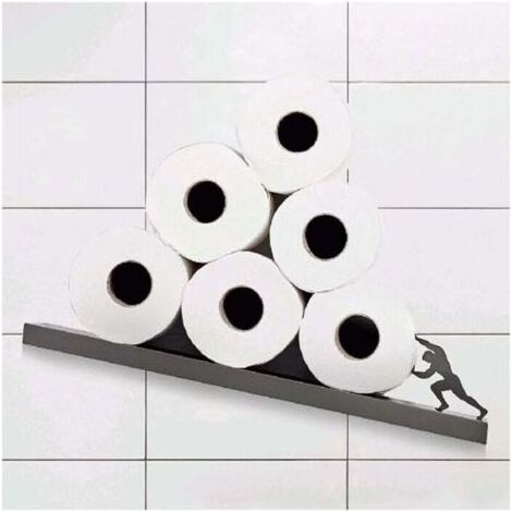 Étagère Flottante pour Papier Toilette – Étagère inclinée en métal pour Un Rangement Facile de la Salle de Bain – Support Mural Moderne pour Rouleaux de mouchoirs ou Serviettes (1/4)