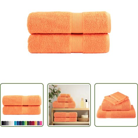 vidaXL Weichheit - Premium-Duschtücher SOLUND 2 Stk. Orange 70x140 cm 600 g/m² (1/5)