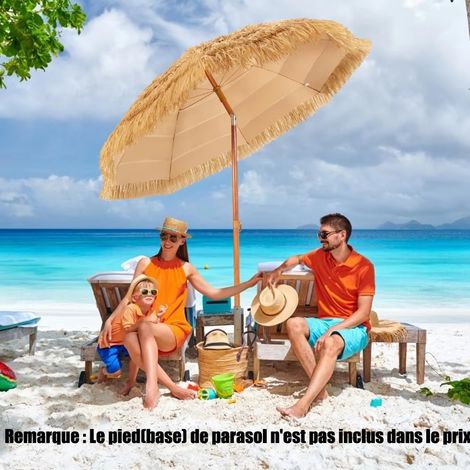 Ombrellone da spiaggia effetto paglia da 200 cm,inclinazione regolabile, facile da montare, parasole,smontabile, per spiaggia,patio, giardino, balcone (1/5)