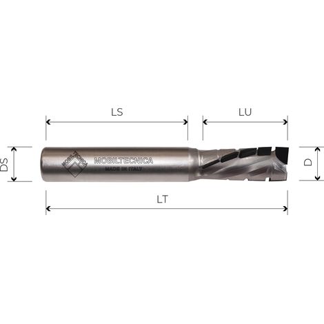 MTEC040.9 - SPINDELFRÄSE AUS DIAMANT Z2+2, AXIAL 25° PKD H4,5 MM KÖRPER AUS DENSIMET - MOBILTECNICA  .9D12  LU 28  DS12  LT74  Z  AX25°  RE  H3,5
