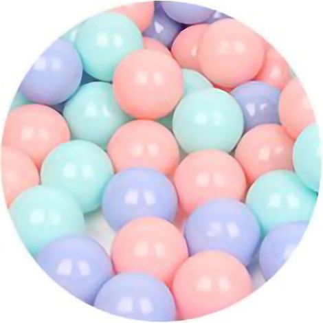 Lot de 100 ballons de jeu pour enfants, couleurs vives et amusantes, réutilisables, pour piscine, aire de jeux, tente. Modèle Macaron, 3 couleurs, épaisseur 5,5 cm. (1/5)