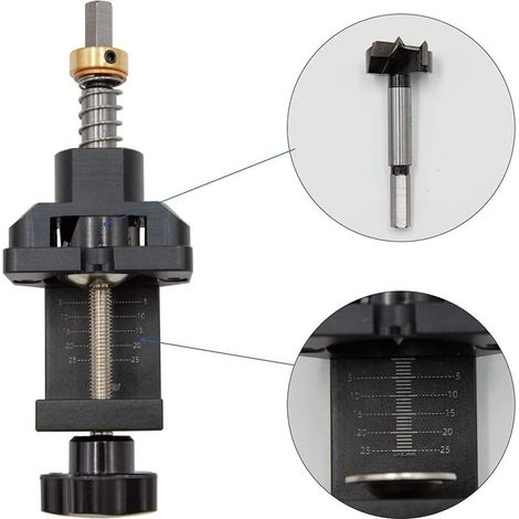 35mm Concealed Hinge Drill Jig Pocket Hole Puncher Guide with Clamp Drill Bit Dowel Jig Woodworking Drill Kit for Door Installation Household Punch (1/4)