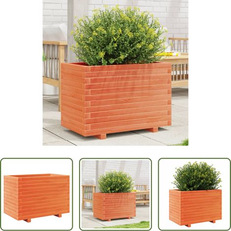 Jardinière bois pin -  Jardinière cire marron 70x40x49,5 cm bois de pin massif (1/5)