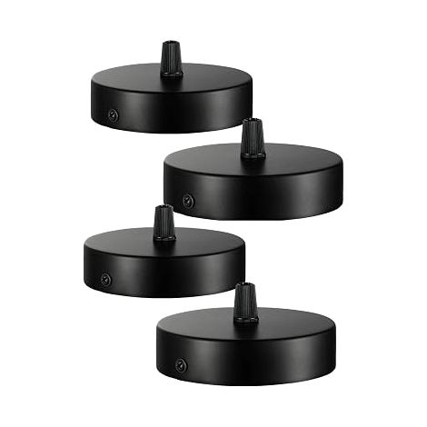 Ceiling Canopy 100x20mm, Metal Junction Box, 1 Hole Round Lampshade, Ceiling Rosette, Matte Black, Suitable for All Lamps (1/5)