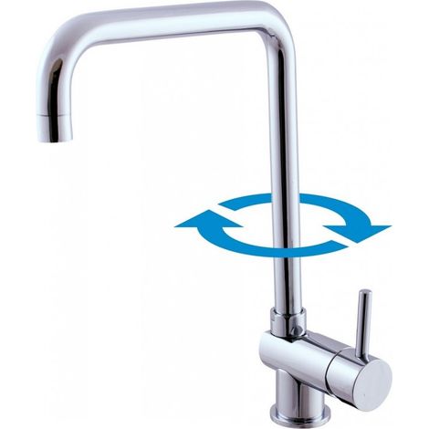 Mitigeur évier bout carré SEINA pivotant en laiton chromé H. 27cm (1/4)
