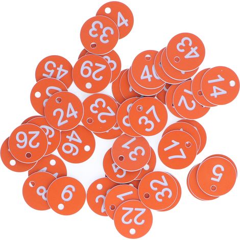 50 étiquettes rondes numérotées, simples et attrayantes, pour matériel apicole, élevage, numérotées de 1 à 50, orange. (1/5)