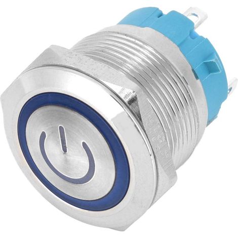2 Interrupteurs, IP65, 22 Mm, momentané, inox, métal, bleu (1/5)