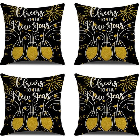 Bonne année Housses de coussin décoratives pour le Nouvel An et les fêtes d'hiver, parfaites pour décorer votre canapé ou votre fauteuil