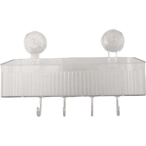 30cm PET bathroom corner shelf with quick drainage (transparent) (1/5)