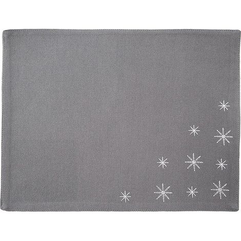 Assiette de table en coton, motif flocon de neige gris, 33,5 cm