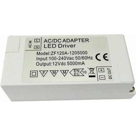 YMYNY Alimentation Led 12v, Transformateur Led 60w Ac 220v À 12v Dc 5a Transfo Led, Tension Constante Adaptateur Convertisseur Led Driver, Pour Bandes Led Et Ampoule Led Mr16 G4 Mr11 (Pack De 1) (1/4)