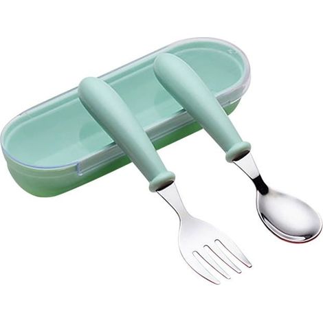Ensemble de couverts pour enfants en acier inoxydable Cuillère et fourchette de qualité supérieure pour aliments pour bébés Conc (1/4)