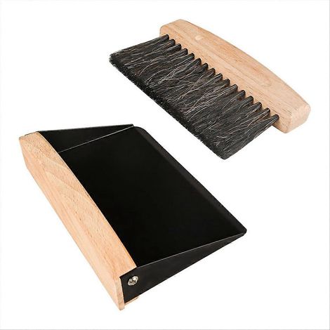 Petit ensemble pelle et balayette, mini balai à main et pelle, balayette en bois pour la maison, bureau ou canapé (noir) (1/5)