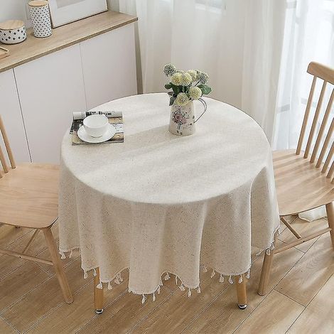 Linge de table coton Nappe table ronde lin coton usage quotidien (1/4)