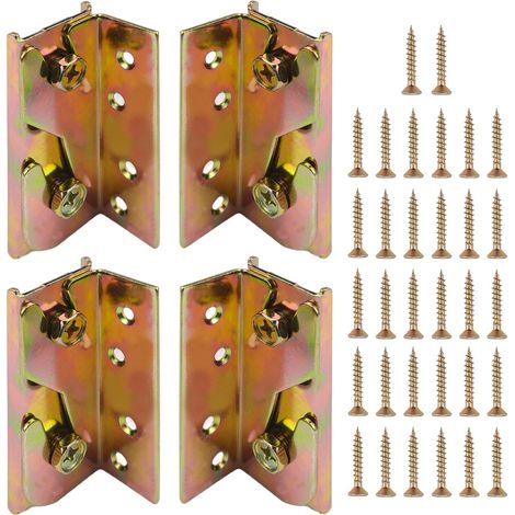 Lot de 4 Raccords lit, Ferrures à suspendre pour rampe et angle de lit, Connecteur d'angle (1/5)