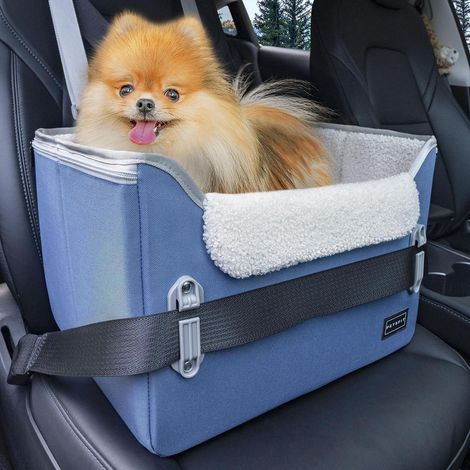 Siège rehausseur pour chien bleu, jusqu'à 11kg, 59x45x34cm, avec 2 laisses de sécurité (1/5)