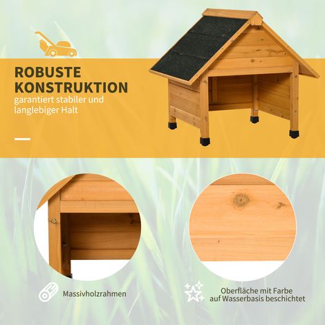 Abri bois tondeuse robot autonome, protection solaire et pluie, jaune, 75x76x70 cm
