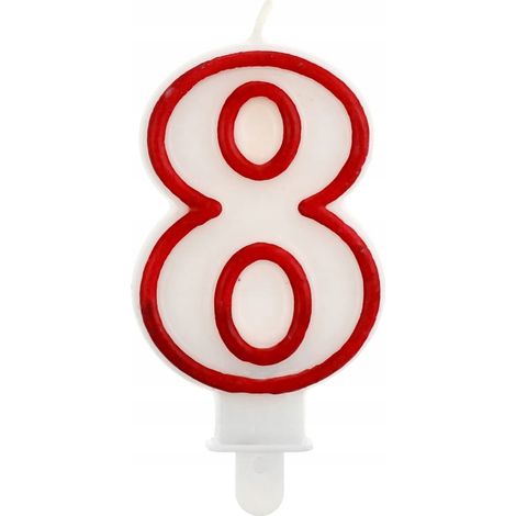 Vela número 8 con contorno rojo (1/3)