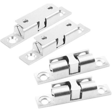Fermetures de Porte 4 Pièces,Rouleau à billes en métal,Acier Inoxydable Loquet de Porte Armoire-Argent (1/5)