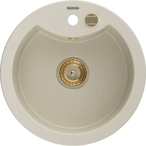 Mexen Diego 1-Becken-Granit-Spüle 488 x 480 mm, Beige, Siphon Gold - 6512481000-69-G (1/5)
