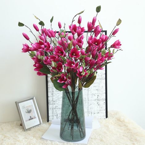 Bouquet Artificiel Magnolia - Faux Fleurs et Feuilles en Gel de Silice - Décoration Intérieure et Extérieure - Pour Mariage Fête Maison - 1 Pièce (1/3)