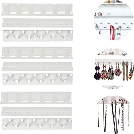 Crochets Adhésifs Porte Bijoux,9pcs Mur Accrocher Collier Cintre Porte-bijoux Support de Stockage de Organisateur de Stockage de Bijoux en Plastique pour Boucles D\'oreilles Collier Bagues Affichage-F (1/4)