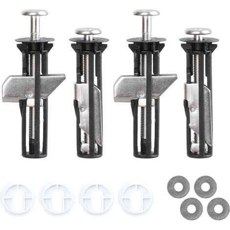 Toilet Seat Fittings - 4 Pack Toilet Seat Fixings, Stainless Steel Toilet Seat Screws for Top Lid Hinges, Universal Toilet Seat Bolts for Blind Holes Easy Install Replacement Fixing Kit with Gaskets (1/5)