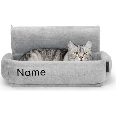 1 - Lit Radiateur Chat - Hamac Chauffant - Revêtement Peluche Lavable - Crochets Métalliques - Pour Chaton et Adulte - Gris Clair - 55x36x26 cm (1/5)