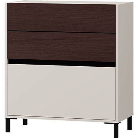 Credenza Amed, Madia 3 Cassetti, un Ripiano, con Piedini, 80x40x88h cm Bianco Crema