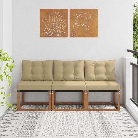 vidaXL 3 Piece Outdoor Middle sofa