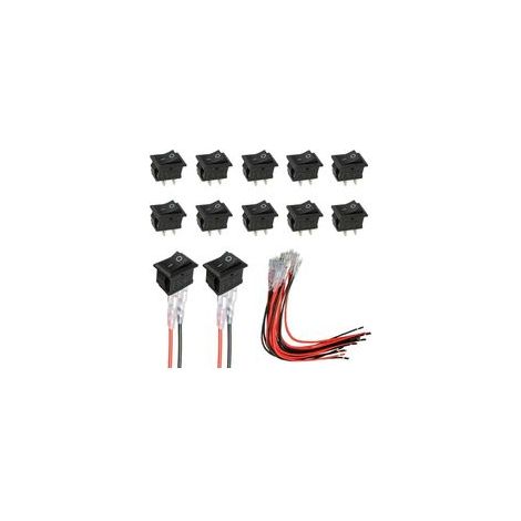 Mini interrupteur à bascule T85 KCD1-101 Interrupteur à bascule SPST 2 broches avec câblage Noir (10 pièces) (1/4)