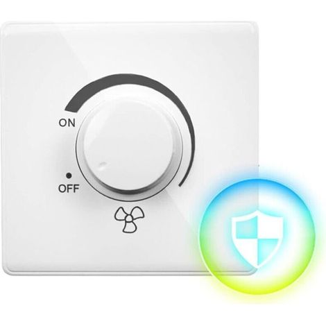 86 Type réglage du Ventilateur de Plafond contrôleur de Vitesse en continu Interrupteur Mural 220V 10A Interrupteur de Commande de Vitesse du Ventilateur de Plafond Blanc TRIMEC