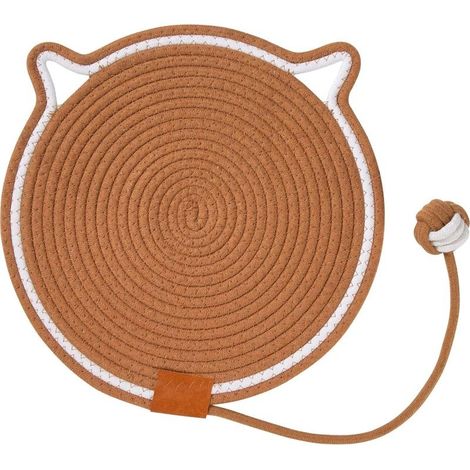 Khaki,Grattoir pour Chat Mural Tapis à Gratter Ronde Grattoir à Chat avec Jouet Balle Protection Meubles & Jeux Actifs (1/5)