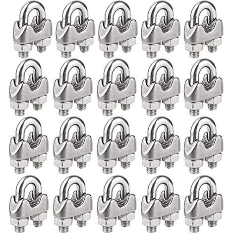 20 pièces de serre-câbles en acier inoxydable M5, bride en U pour câble de tension et gréement (Ø 5 mm) (1/5)