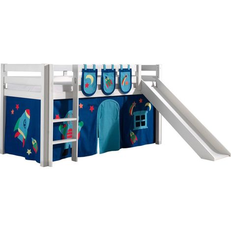 Pack - Lit Enfant Toboggan, Tente & 3 Pochettes "Pino Astronaute II" Blanc (1/5)