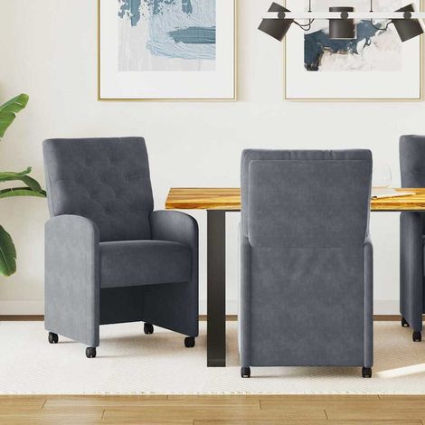 Esszimmerstühle mit Rollen 2 pcs Dunkelgrau 58 x 67 x 97 cm vidaXL