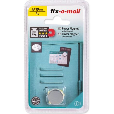 AUTRES Lot de 4 aimants, FIX-O-MOLL SUKI, diam.19 mm, argent