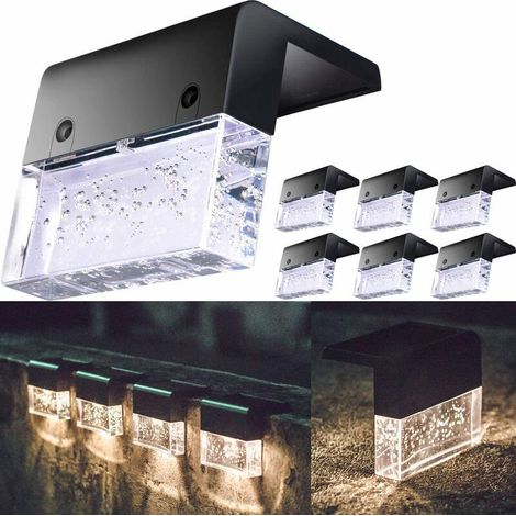 Lampe solaire LED extérieure, lampe d'escalier solaire étanche pour passage, cour, terrasse, rampe, marche, décoration de jardin, 1 pièce (chaud + RGB)-AquaForge