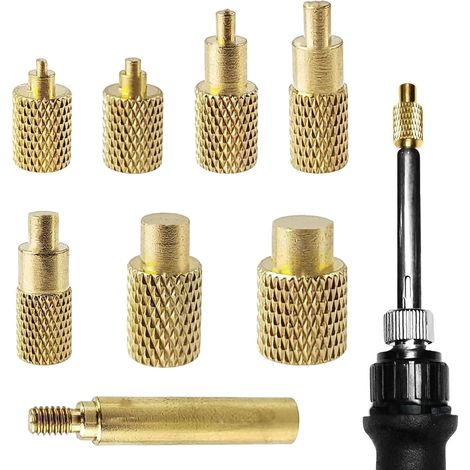 Inserts filetés, Embouts à souder - Lot de 7 avec Adaptateur, compatibles fers 936 900M T18, Tailles M2 à M8, Impression 3D PLA PETG ABS (1/5)
