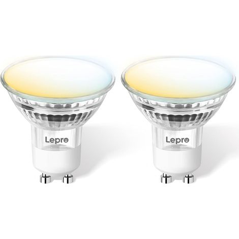 Ampoule Connectée GU10 Blanc 2700-6500K Dimmable Lot de 2 Compatible Contrôle Vocal APP 4.5W équiv. 50W 385lm sans concentrateur (1/5)