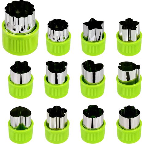 Emporte-pièces Acier Inoxydable Fruits et Légumes avec Manche de Protection - 12 Pièces Vert pour Décoration Gâteau Biscuits Fondant Cookie Pâtisseries (1/5)