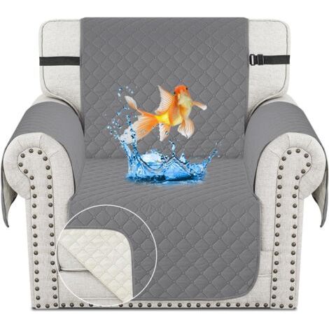 CHELZEN Housse de Fauteuil imperméable à l'eau, Housse de canapé de Chaise Double Face, Protecteur de Meubles de Chien pour Les Enfants de Salon (1 Place, Gris Clair) (1/5)