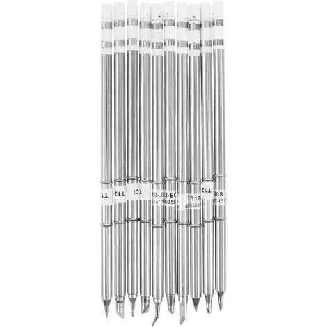 10 Pièces Embouts de Fer à Souder Argenté en Métal avec Pointe Plate et Conique pour Station Fer Souder, Finition Précise et Qualité de Surface, pour Réparation à Domicile et (1/5)