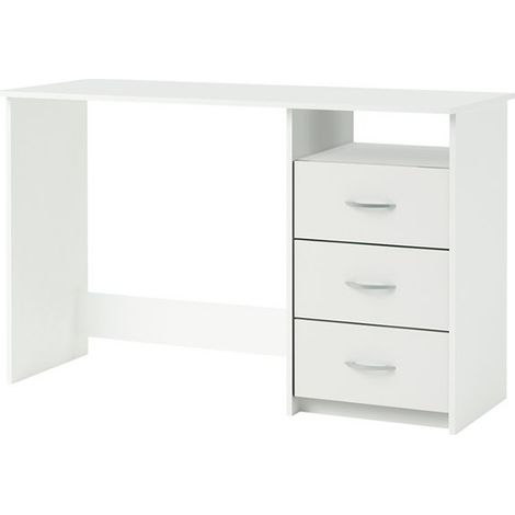 Bureau en bois coloris blanc mat - 123 x 76,5 x 50,1 cm -PEGANE- (1/5)